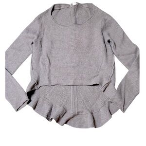 Moth Anthropologie Taupe Peplum Sweater - Shrunken Fit (Tagged L, Fits XS)